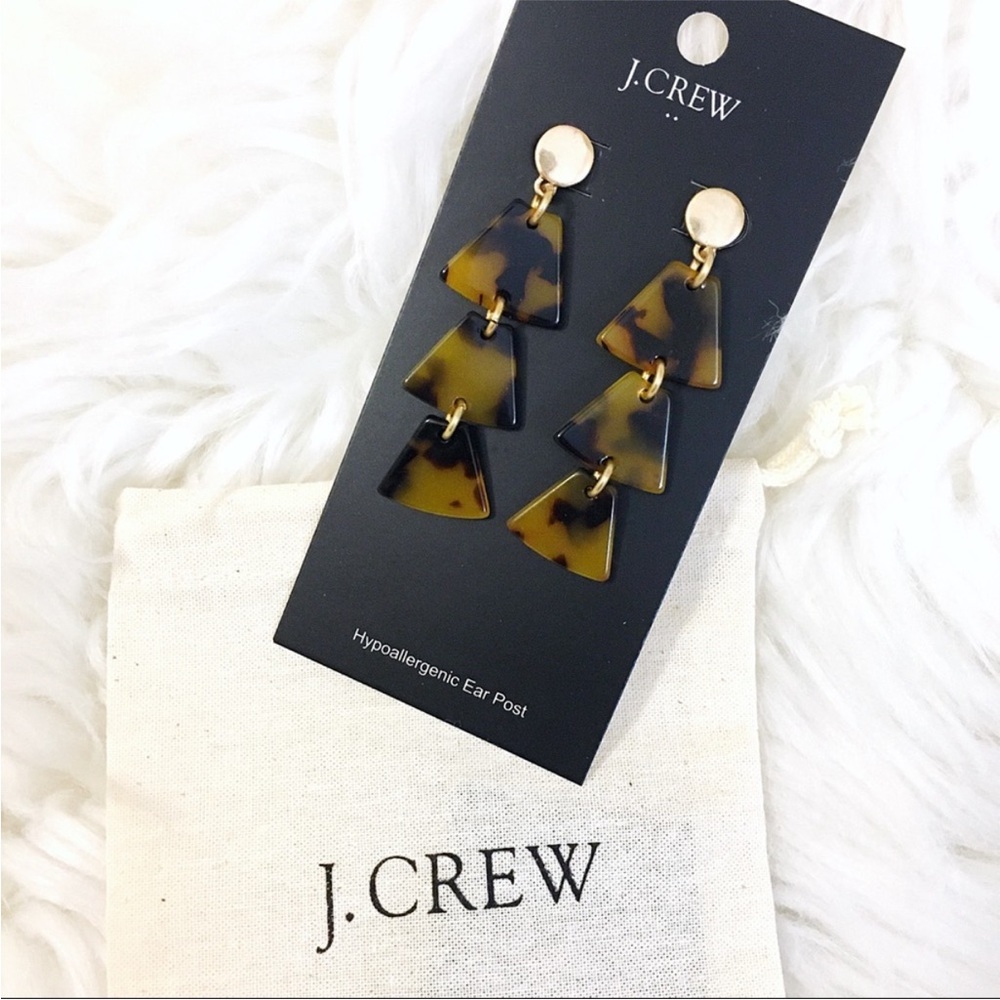 J. Crew Triangular Tortoise Drop Earrings